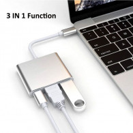 Adaptateur 3 En 1 Type C Vers USB 3.0 / HDMI / Type C Blanc