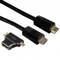 Câble Hama HDMI Vers HDMI Haute Vitesse 1.5M + 2En1 Adaptateur HDMI