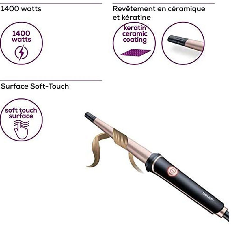 Fer A Boucler Beurer Conique Professionnel Noir & Rose (HT53)