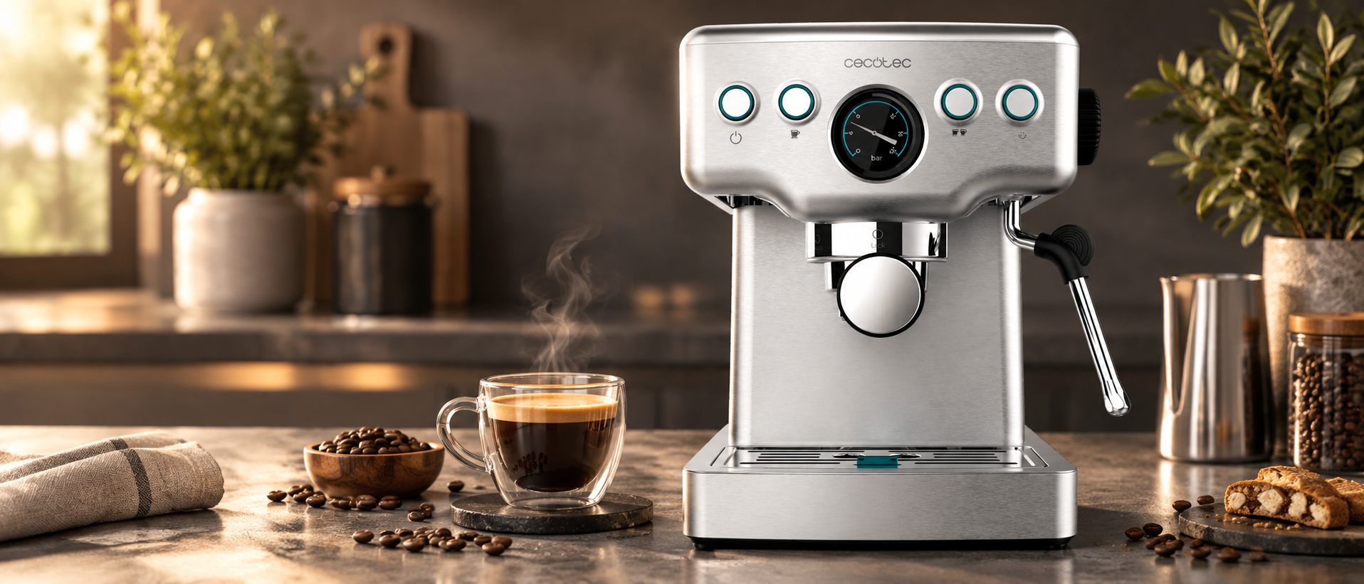 Machine à café Power Espresso 20 Barista Mini Barista avec 20 bars, manomètre et thermobloc