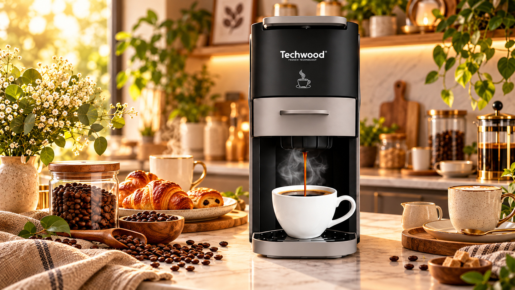 machine à Café Expresso TECHWOOD 0.7 Litre / TCA-026N / Noir