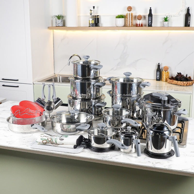 Batterie de Cuisine en Inox 18/10 - 45 Pièces - Falez