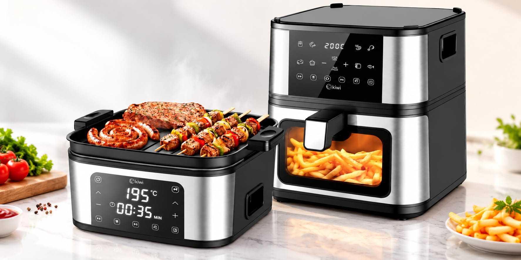 FRITEUSE SANS HUILE KIWI 2 EN 1 NOIR (KAF-5538)