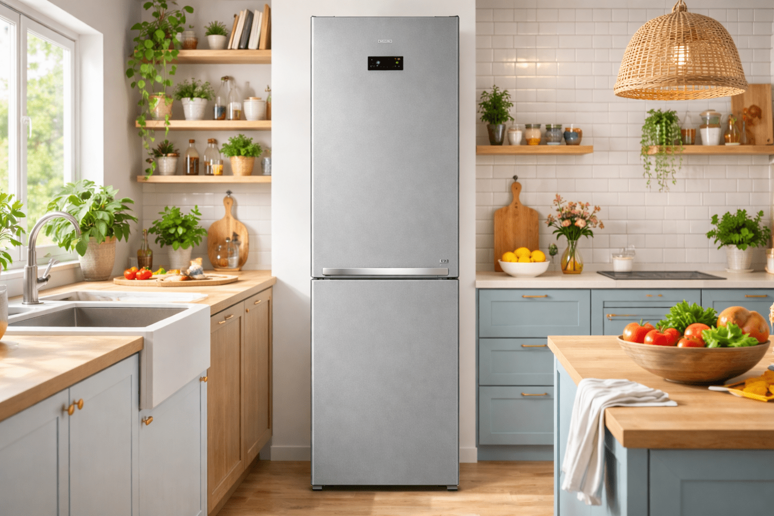 Réfrigérateur combiné beko 400 Ltrs Nofrost  HarvestFresh Afficheur Silver