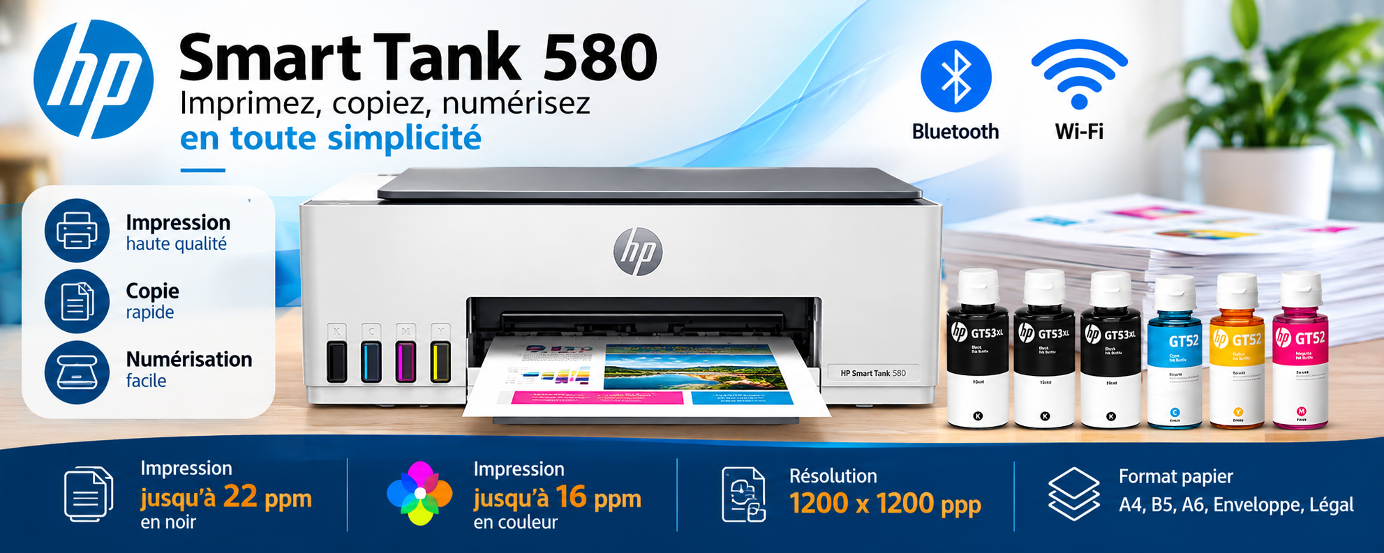 Imprimante à Réservoir Intégré HP Smart Tank 580