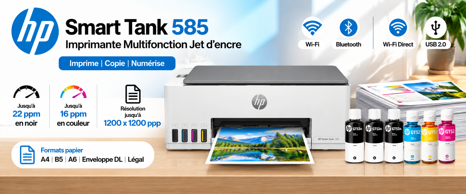 Imprimante à Réservoir Intégré HP Smart Tank 585 