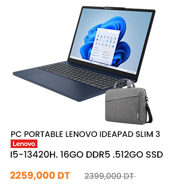 Pc Portable Lenovo IdeaPad Slim 3 15IRH10 I5 13Gén 16Go 512Go SSD Windows 11 Pro 83K100FDFG
