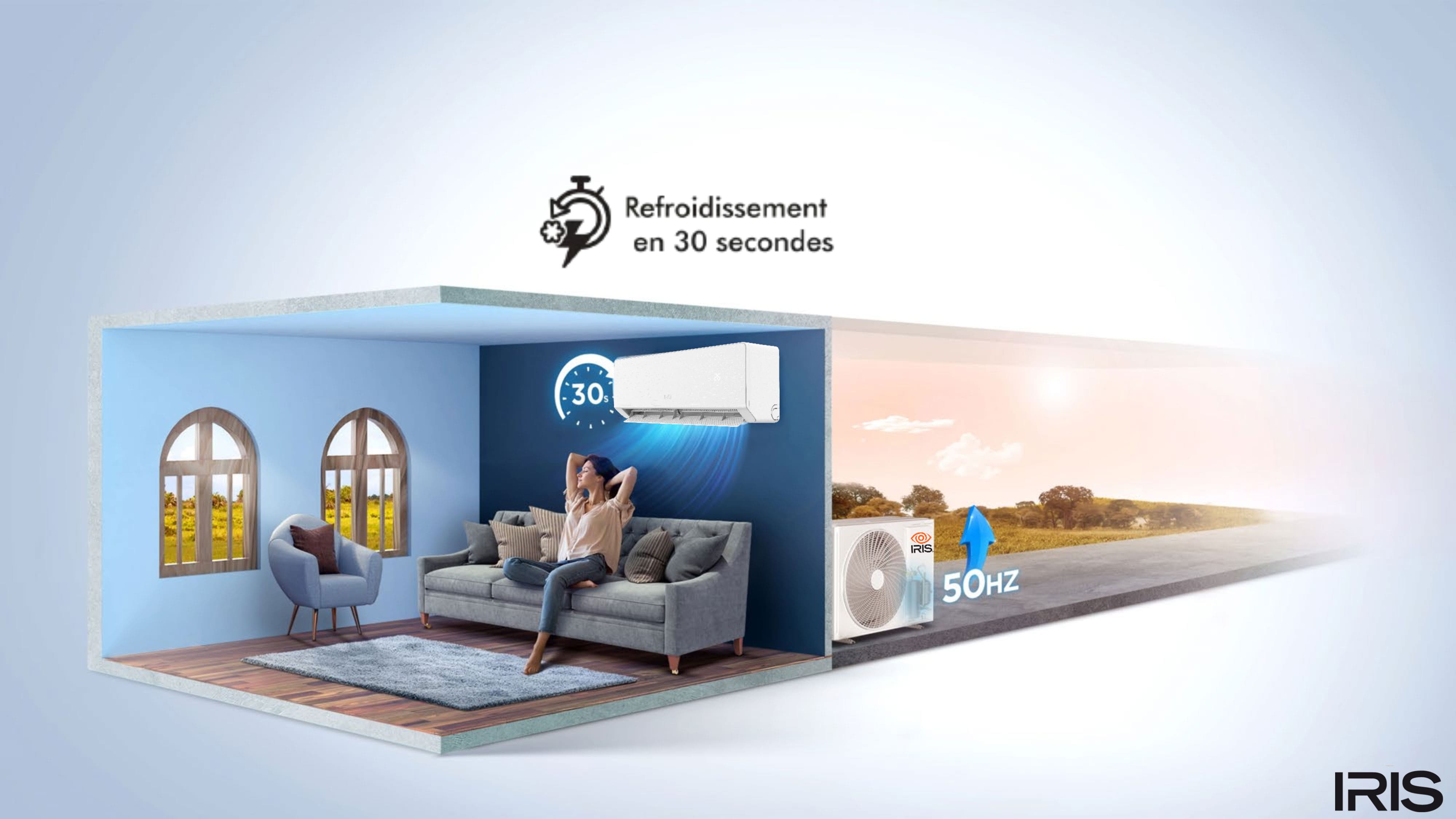 Climatiseur Inverter Iris Azao 12000 BTU Tropicalisé : Design Noir Élégant