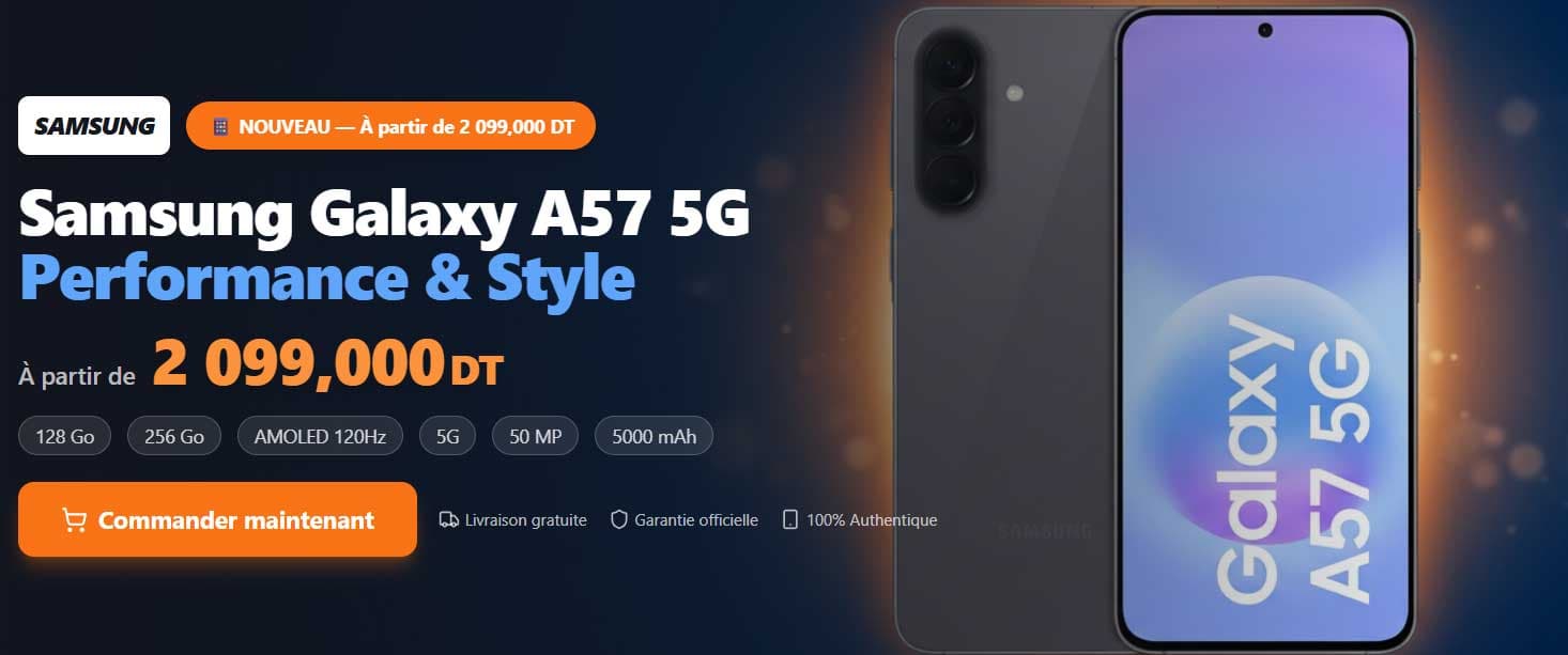 Samsung A57 Tunisie