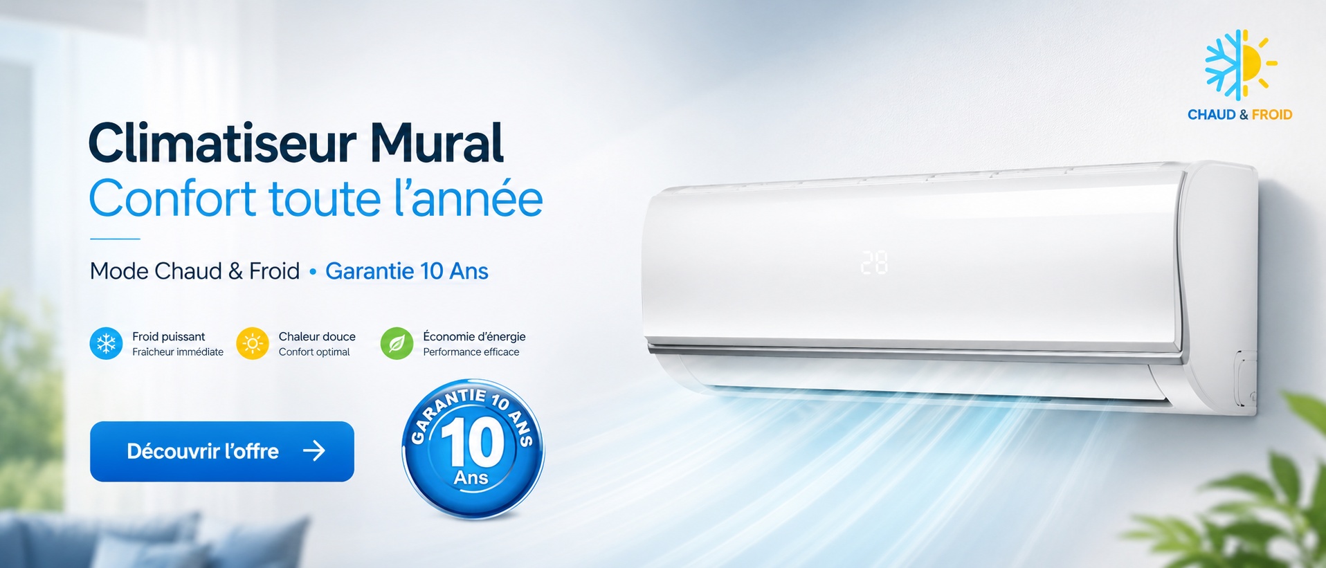 ❄️ Climatiseur MIDEA MSAF-09HRN1 9000 BTU Chaud & Froid au meilleur prix en Tunisie