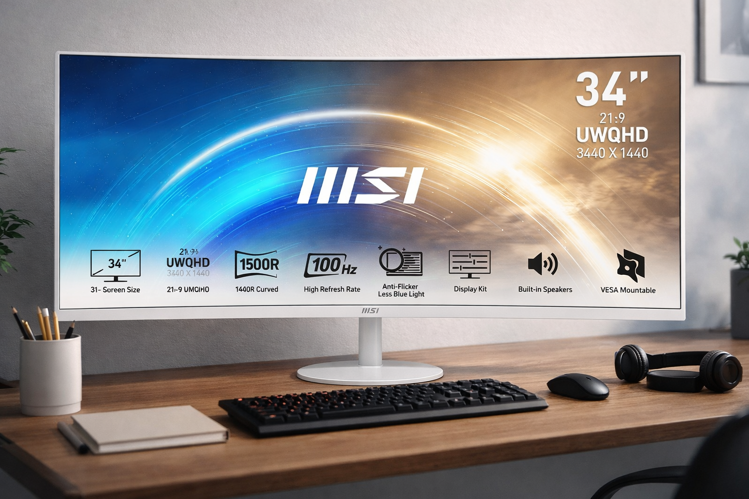 🖥️ Écran MSI Pro MP341CQW – Ultra-large 34" UWQHD & design blanc élégant