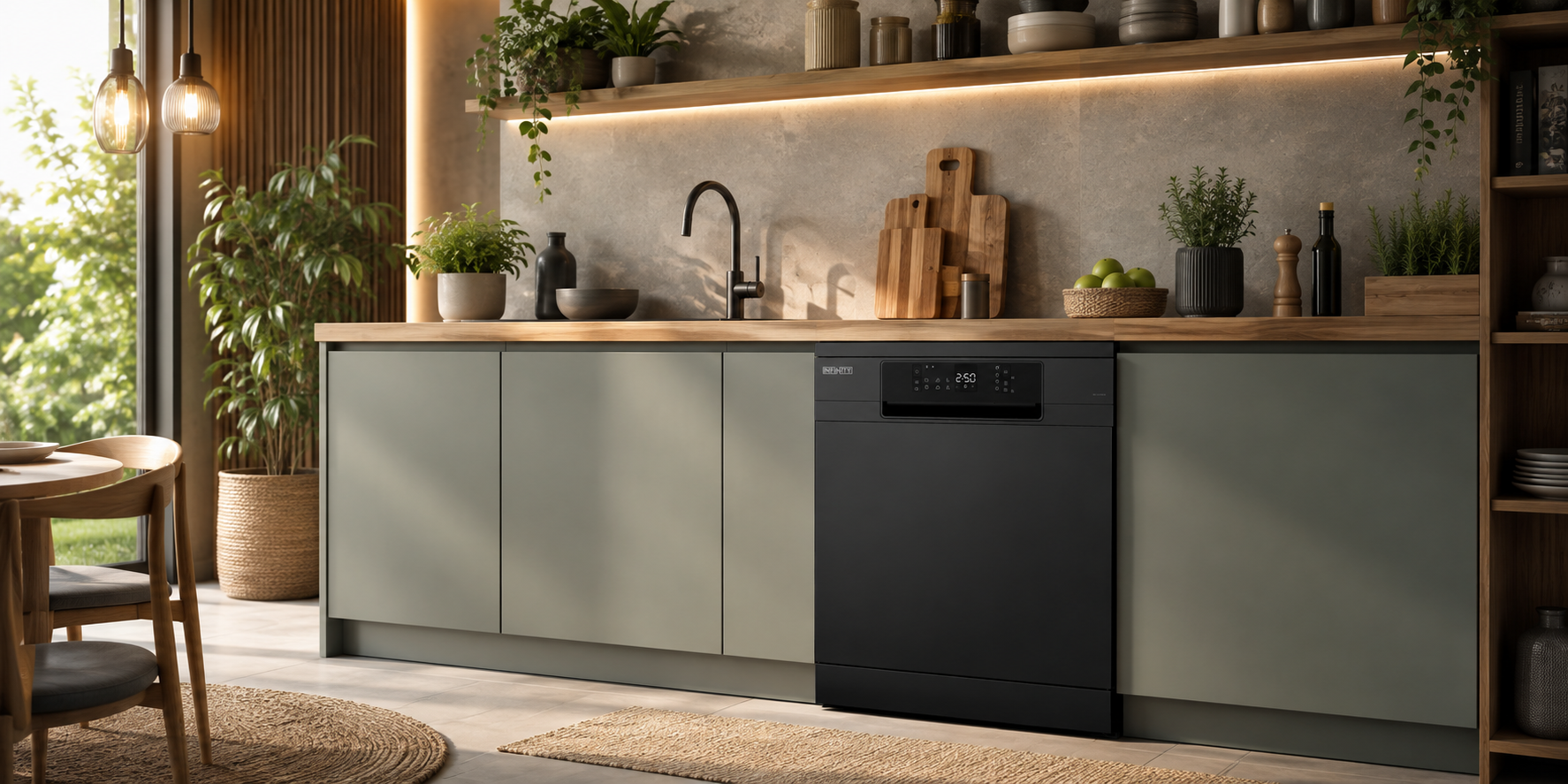 LAVE VAISSELLE POSE LIBRE INFINITY / 6 PROGRAMMES / 12 COUVERTS / COULEUR BLACK MATT / CLASSE A++