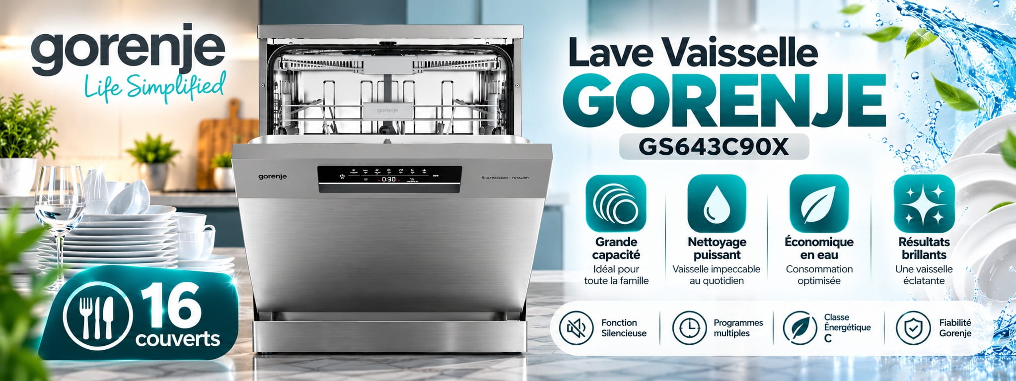 Lave Vaisselle Gorenje GS643C90X 16 Couverts Silver a bas prix en tunisie