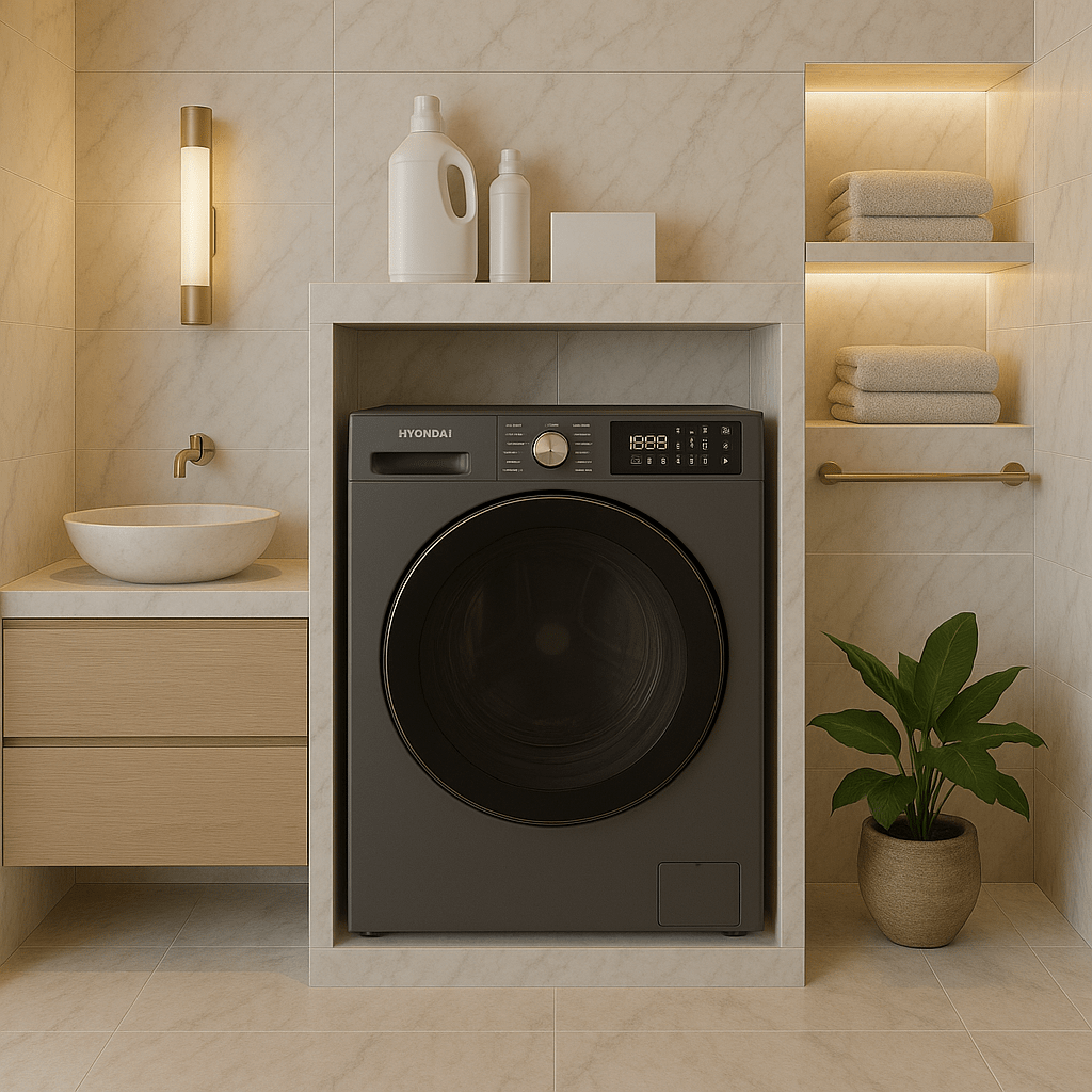 Machine à Laver Hyundai 10 Kg 1400 tr/min Inverter avec Fonction Vapeur – Gris au meilleur prix en Tunisie
