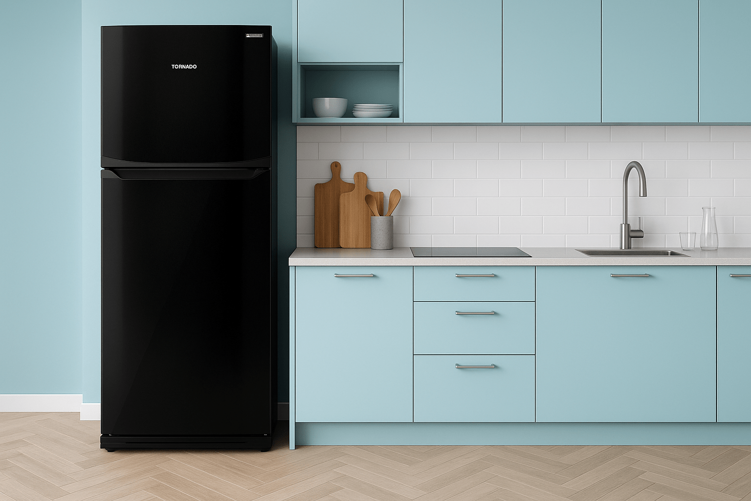 Réfrigérateur Tornado 296L Noir NoFrost Inverter avec filtre désodorisant et compartiments séparés au meilleur prix en Tunisie