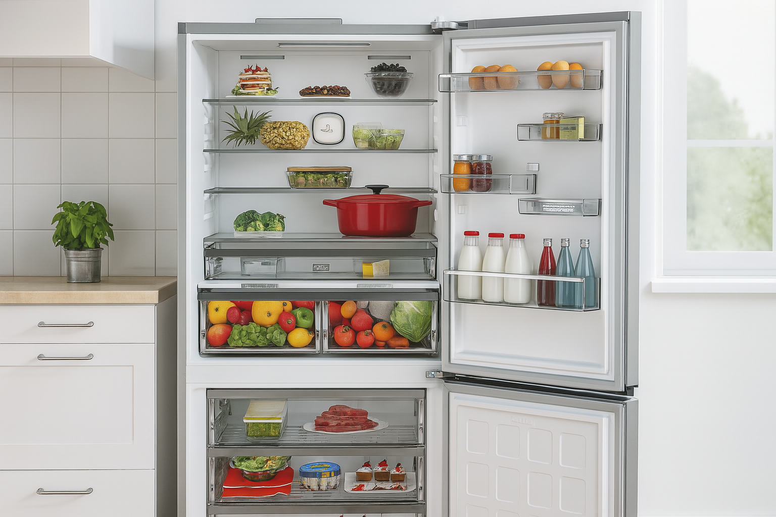 🧊 Réfrigérateur Whirlpool Combiné WBMF836573XNA Inox au meilleur prix en Tunisie: Ultra capacité, fraîcheur prolongée et technologie Dual NoFrost 