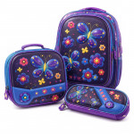 Sac à Dos Scolaire Avec Trousse & Sac Gouter S1132 Violet